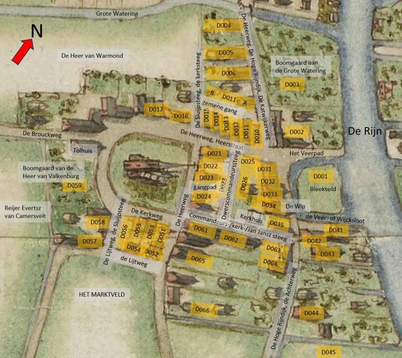 D066 = M087 - huis en erf, schuur, barg in Valkenburg plus omtrent 0.5 morgen land naast het huis. Huis is afgebrand voor 1666, en een nieuw huis gebouwd ca. 1668.