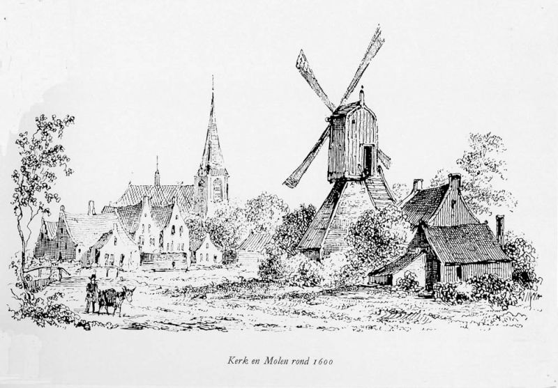 Kerk en Molen rond 1600