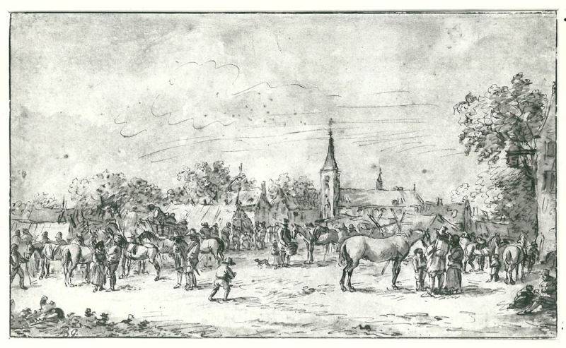 Paardenmarkt te Valkenburg door Barent Gael, anno 1625